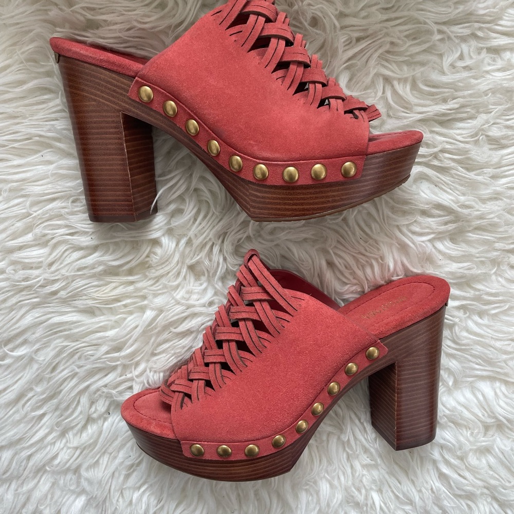 NWT Michael Kors Westley Suede Mule Wooden Heel